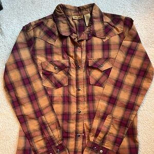 Wrangler Red and Tan Plaid Shirt